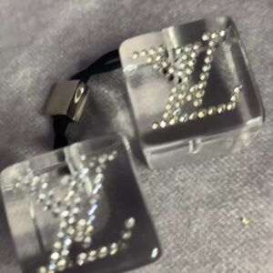 *VINTAGE*  Louis Vuitton Clear Crystal LV Hair Tie Resin Cube Vintage Y2K